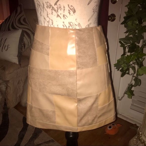 BB Dakota Dresses & Skirts - BB DAKOTA BEIGE PATCHWORK SKIRT